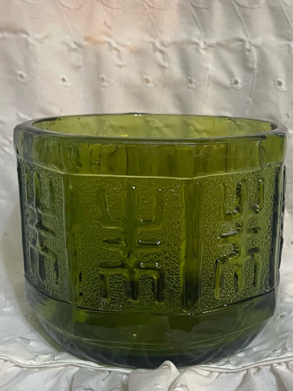 Vintage 1950s | Avocado Green | Indiana Glass | Small Octagon Planter /bow
